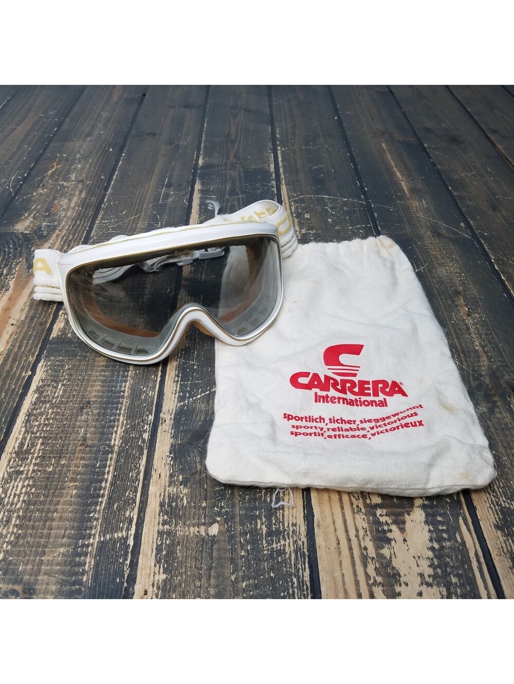 Vintage Carrera Womens Ski Snowboard Goggles Fair Lady C with Dust Bag